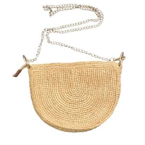 & Other Stories Half Moon Straw Crossbody With Chain 9"x6.5"